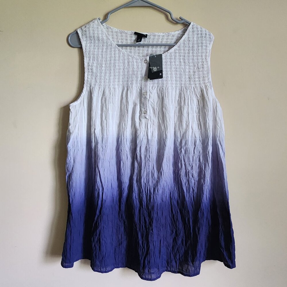 Torrid - Half button-down Faid Down Sleeveless T-Shirt Size 0/Large/12 NWT